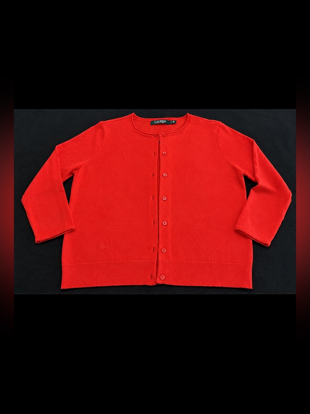 Lauren Ralph Lauren Medium Red Crewneck Matching Button EUC Cardigan Sweater M